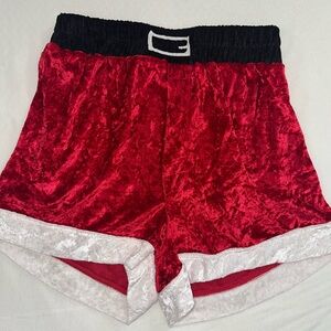 Mens or Women’s Festive Red Velvet Santa Shorts